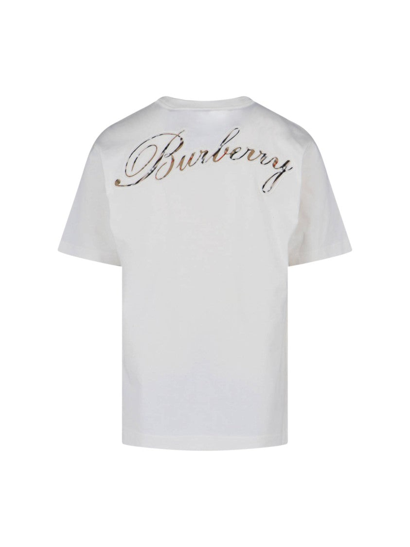 Burberry "Check" Logo T-Shirt, In White Cotton