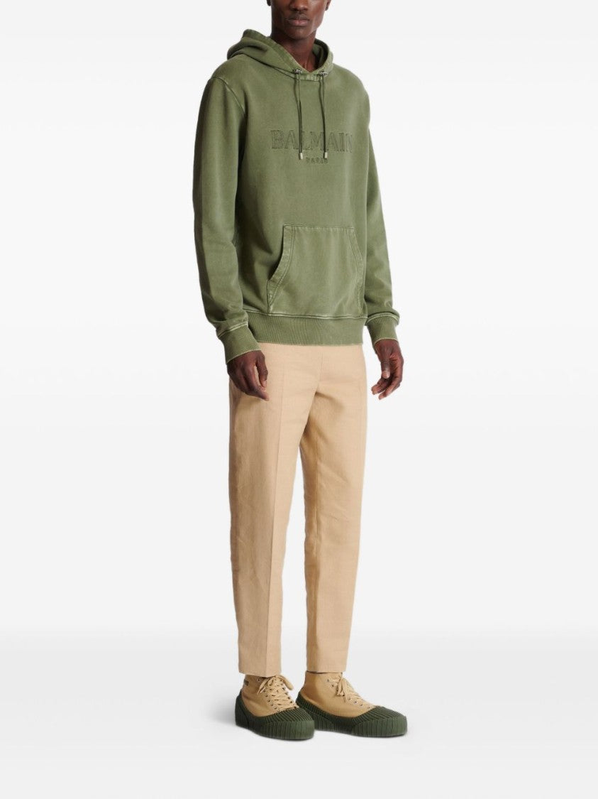 Balmain Olive Green Pouch Pocket Sweatshirt