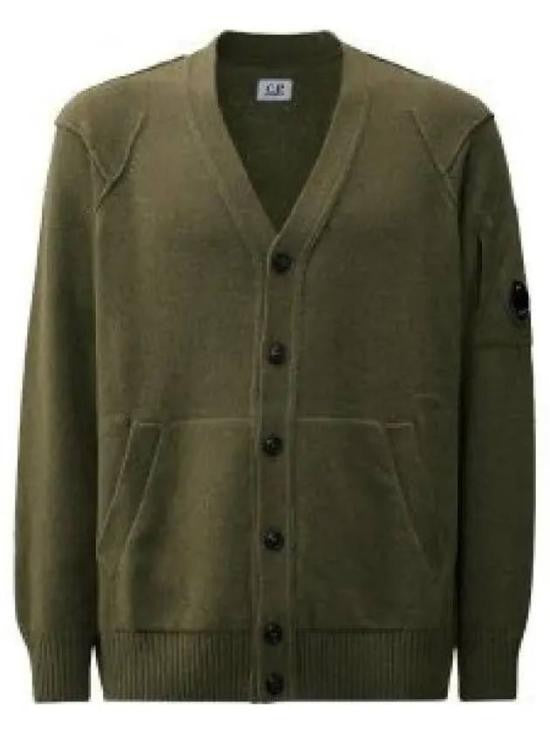 C.P. Company Classic V-Neck Cardigan With Textured Wool Blend