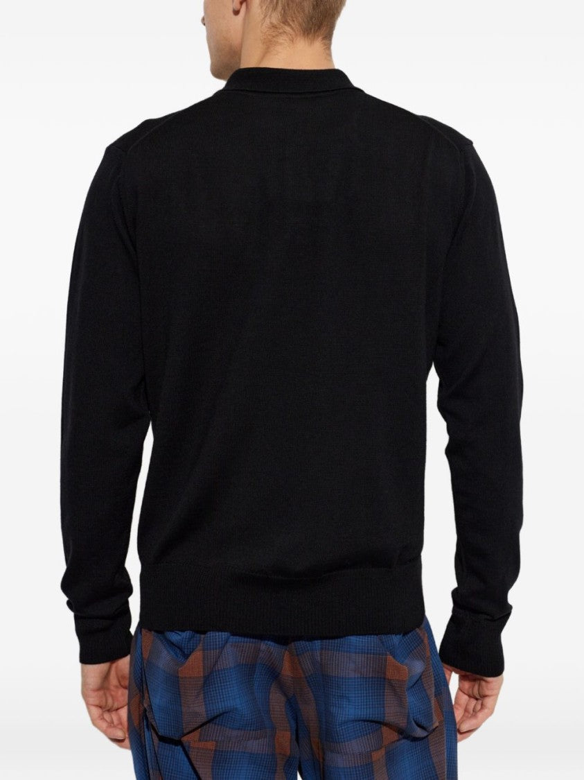 Vivienne Westwood Long-Sleeve Black Cotton Polo Shirt