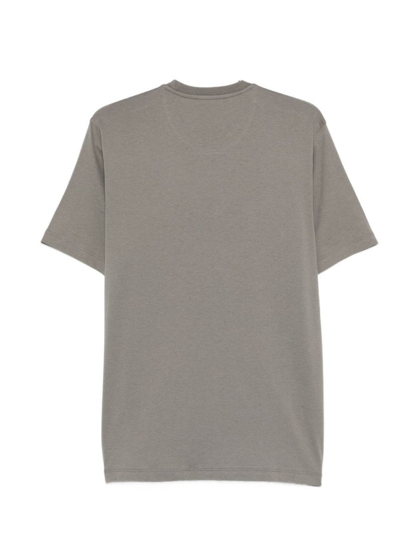 Zanone Relaxed Fit Grey Crew Neck T-Shirt With Short Sleeves