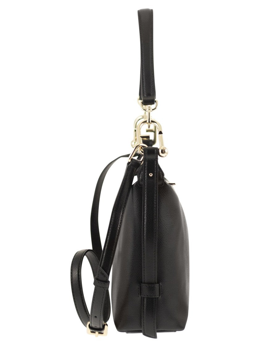 Furla Fine Embossed Leather Mini Hobo Bag