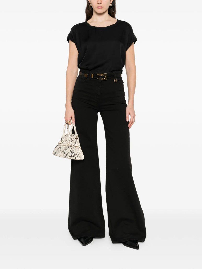 Elisabetta Franchi High-Waist Wide-Leg Black Denim Jeans
