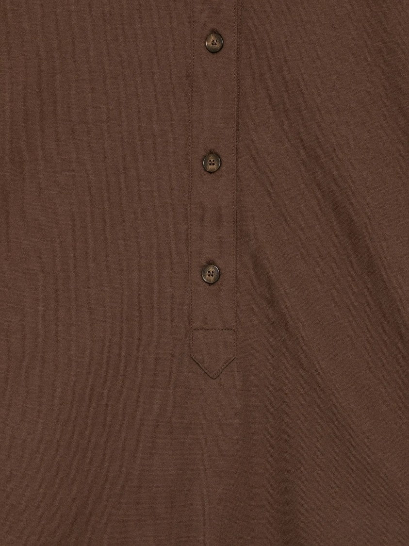 Zanone Brown Cropped Relaxed Fit Polo Shirt