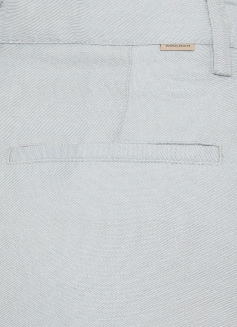 Woolrich Light Blue Linen-Blend Wide-Leg Pants