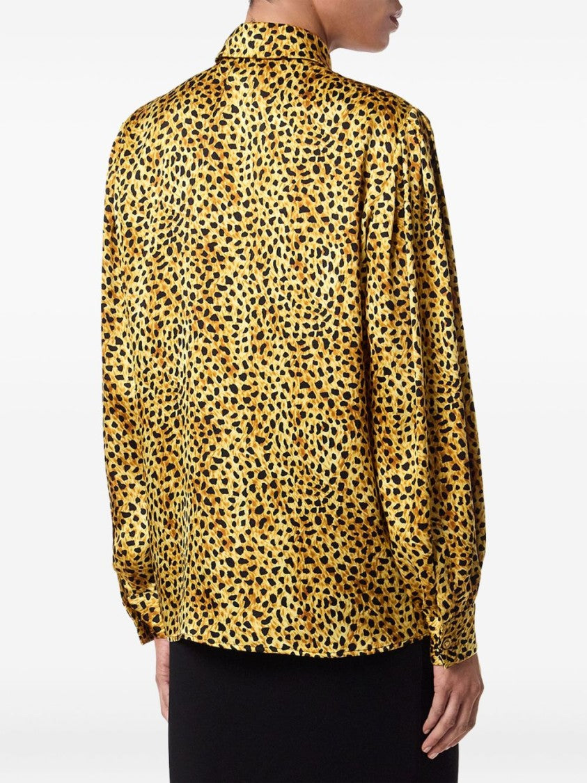 Versace Gold-Tone Silk Long-Sleeved Top
