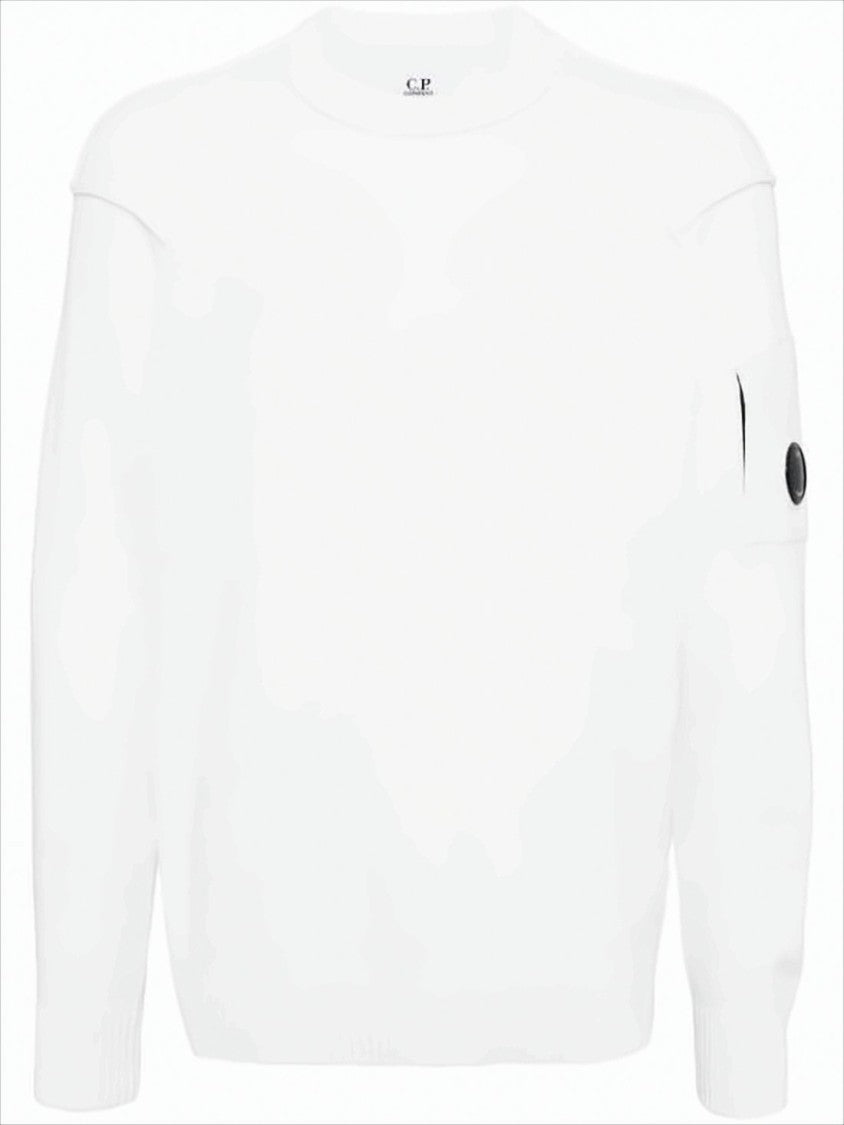 C.P. Company Long-Sleeve Minimalist Wool-Nylon Blend Top With Lens Patch