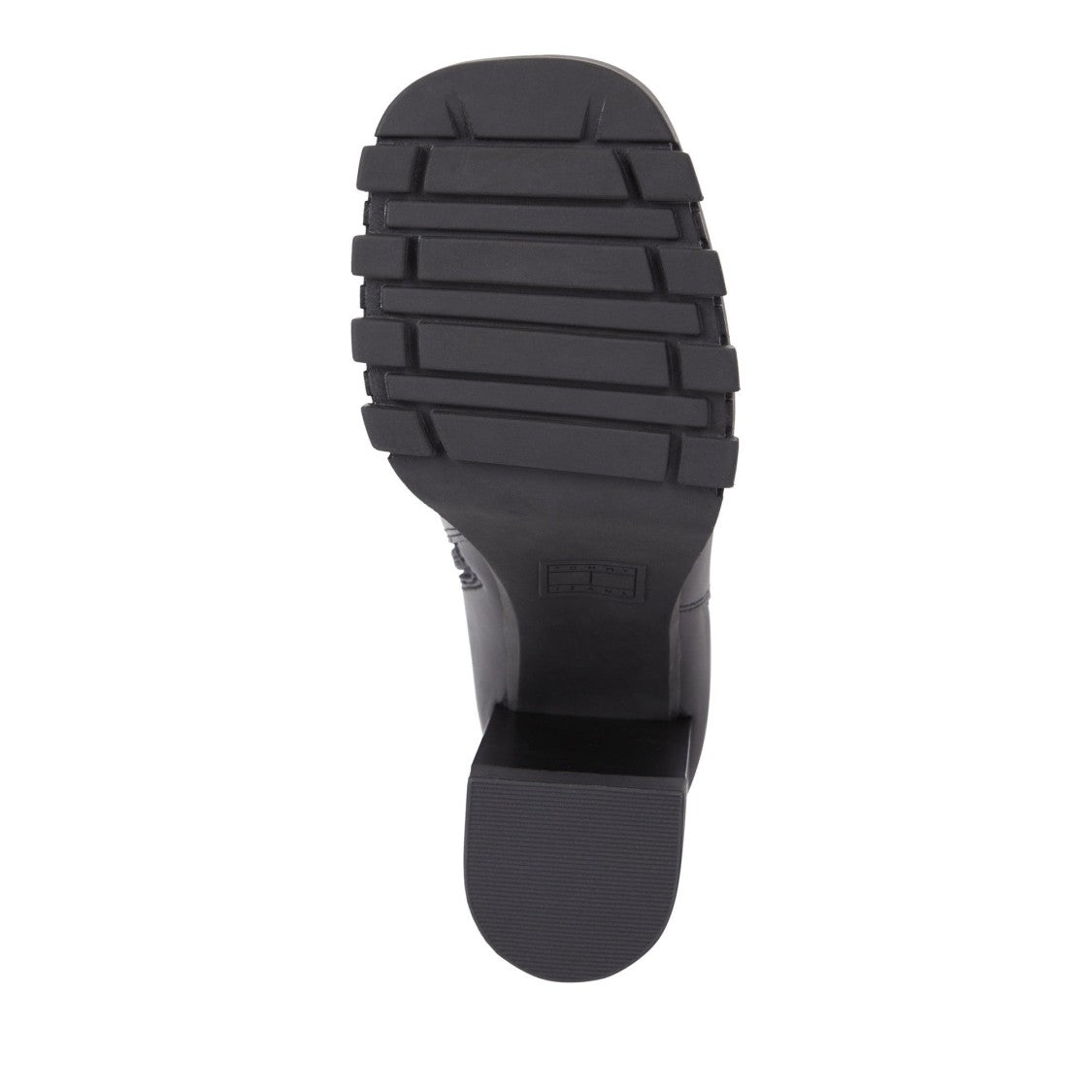 Tommy Jeans Black High Block Heel Rugged Sole Leather Boots