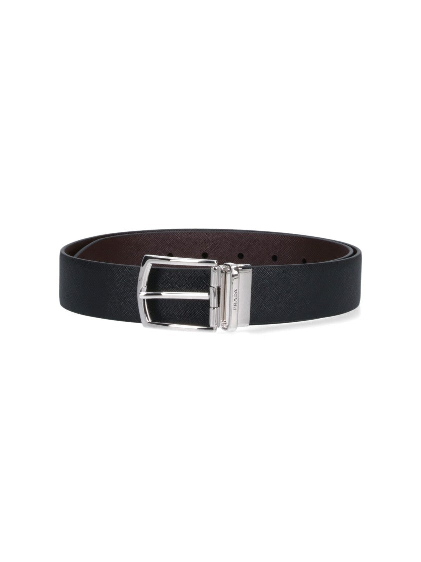 Prada Reversible Logo Belt – Black/Brown