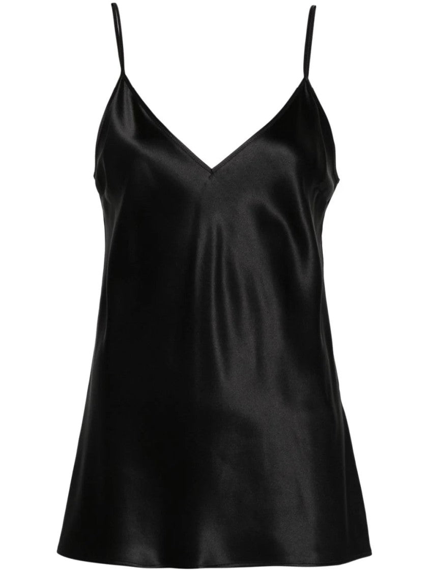 Joseph Black V-Neck Silk Top