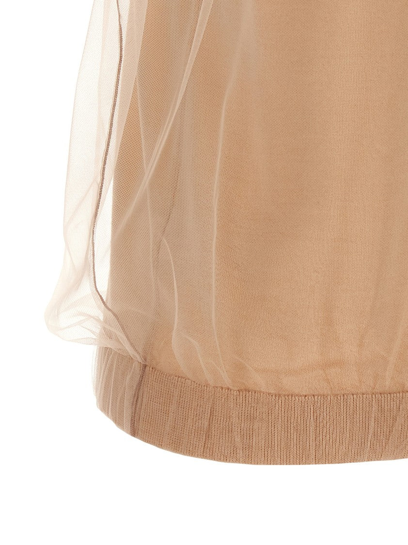 Fabiana Filippi Knitted Sleeveless Top With Double Layer Tulle