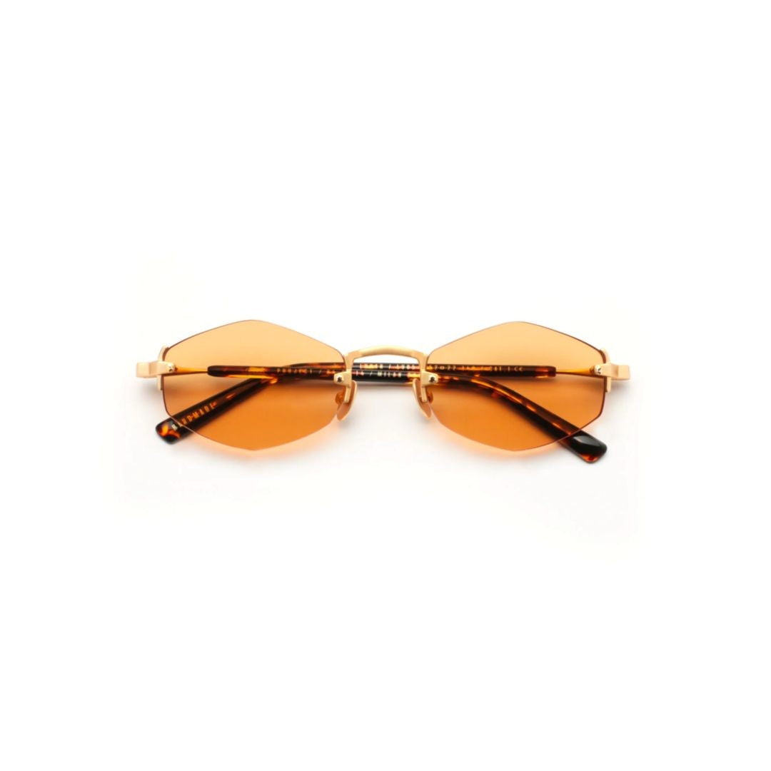 Gast Lunar Rimless Sunglasses With Amber Lenses And Tortoiseshell Temples