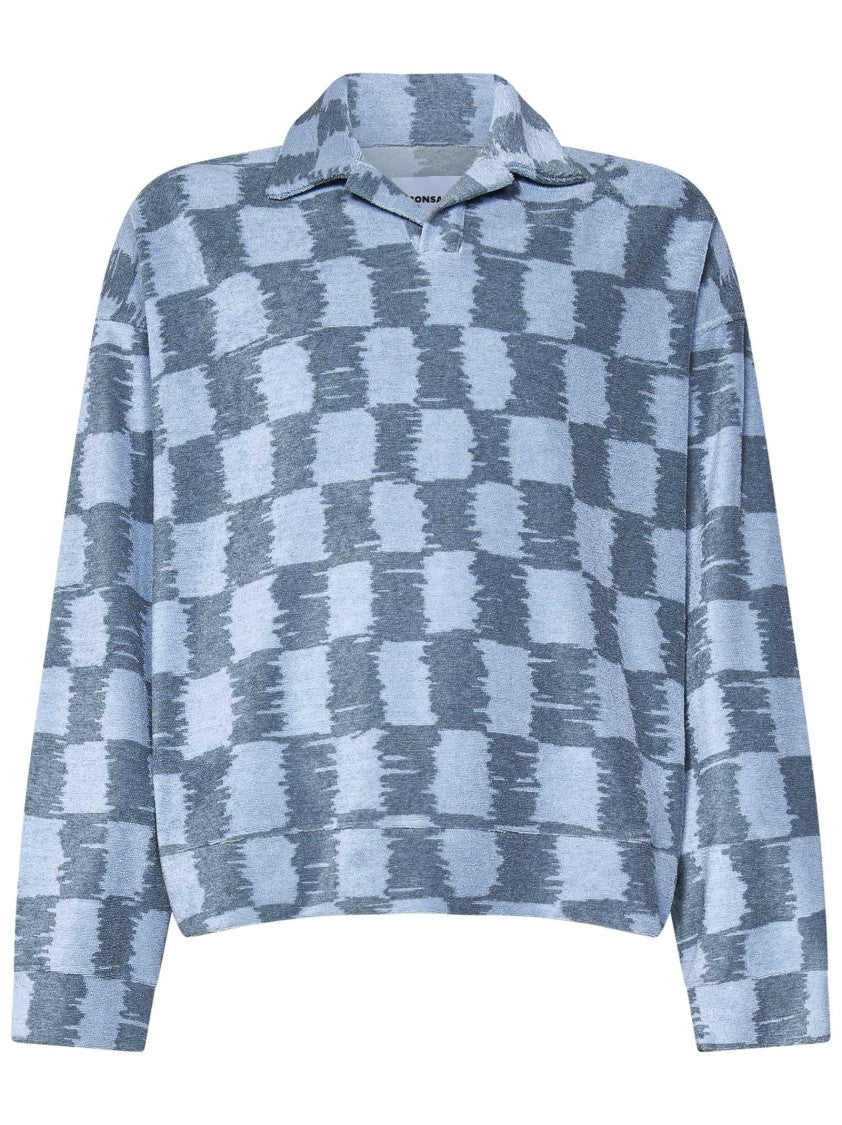 Bonsai Checked Pattern Boxy-Fit Polo Shirt In Stone