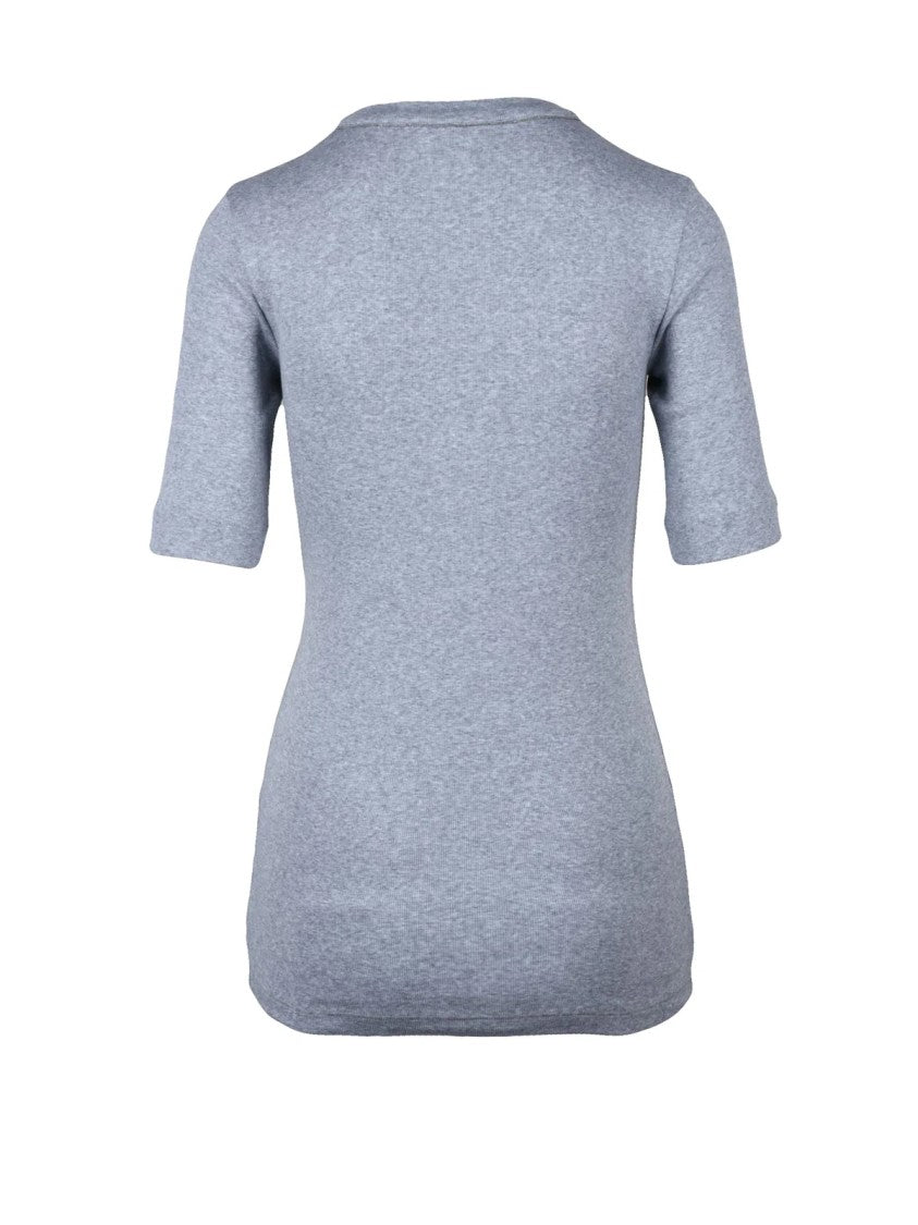 Brunello Cucinelli Grey Cotton Elastane Women T-Shirt
