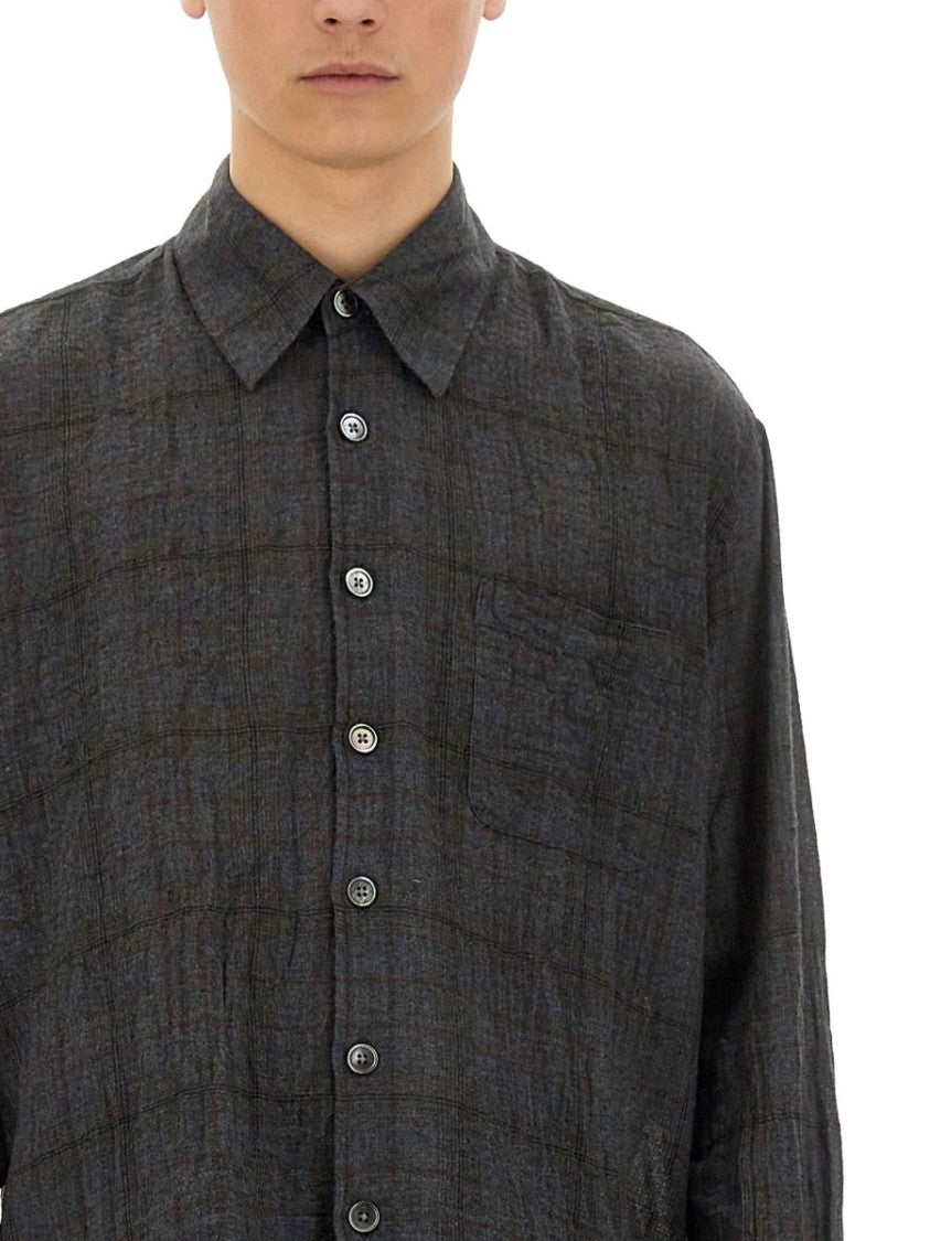 Our Legacy Subtle Checkered Long-Sleeve Shirt With Classic Collar