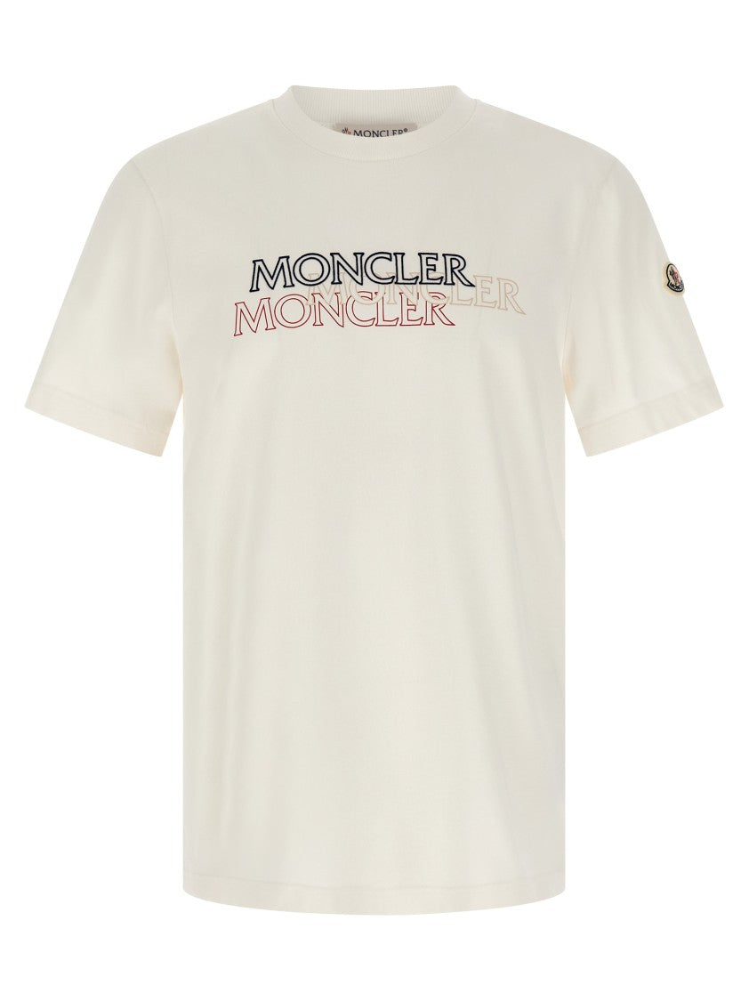 Moncler Flocked Logo T-Shirt With Crew Neck And Design