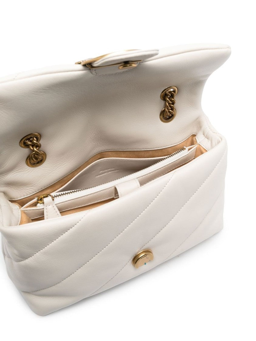 Pinko Matelassé White Calf Leather Bag