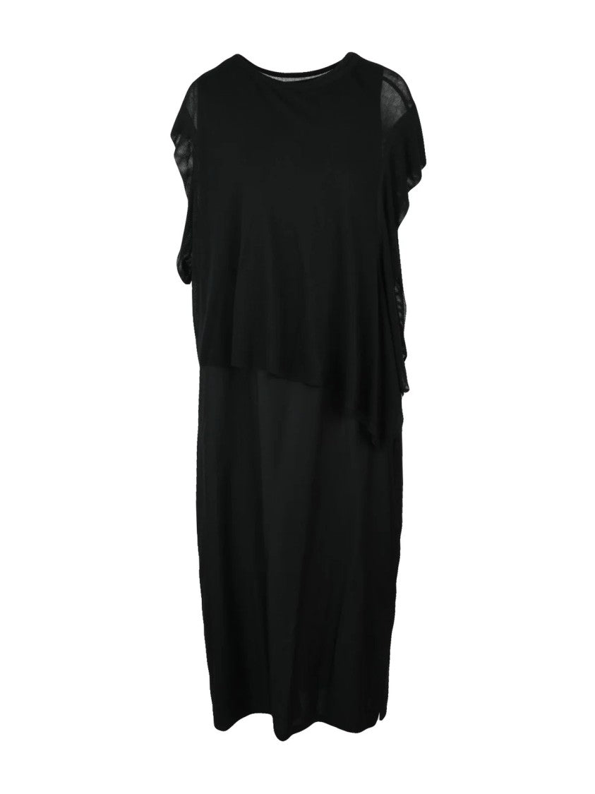 Yohji Yamamoto Black Layered Cupro Tunic Dress