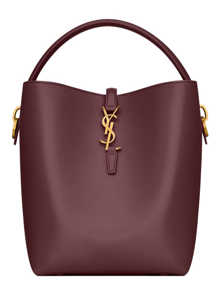 Saint Laurent Structured Shoulder Bag In Deep Bordeaux Calf Skin