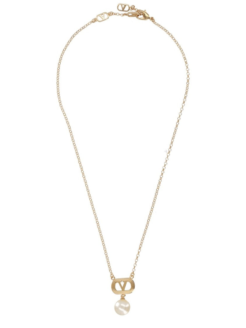 Valentino Garavani Ovalette Pearl Bronze Necklace