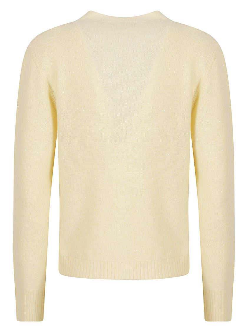 Fabiana Filippi Cropped Knit Sweater With V-Neckline And Button-Down Front