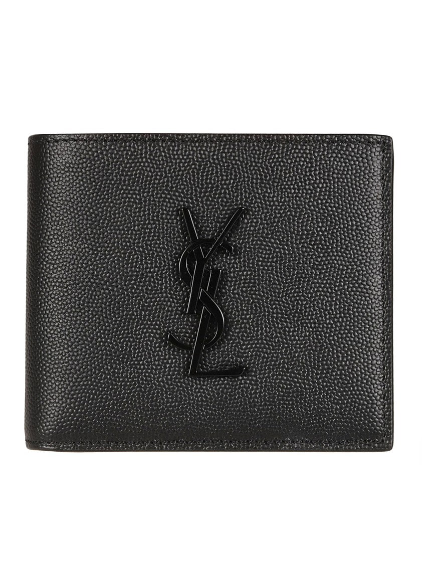 Saint Laurent Textured Calfskin Wallet With Subtle Logo Embossing