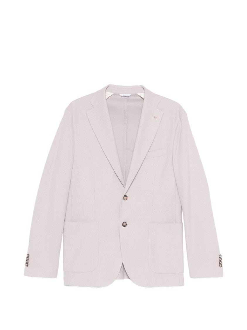 Manuel Ritz Single-Breasted Cotton Notch Lapels Jacket