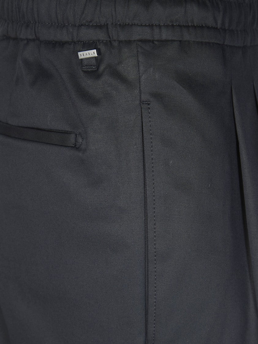 Be Able Black Cotton Elastic Waist Straight-Leg Pants