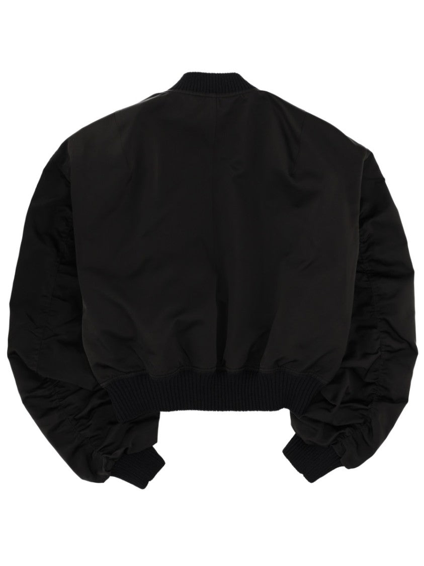 Rick Owens Neutrals Bucket Flight Voluminous Ruched Bomber Jacket