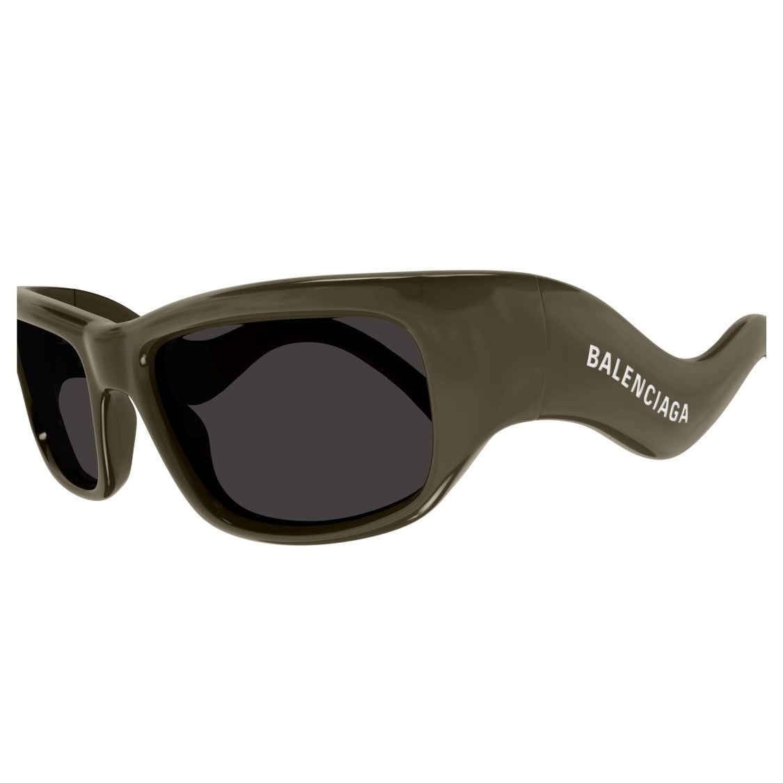 Balenciaga Rectangular Brown Sunglasses With Glossy Finish