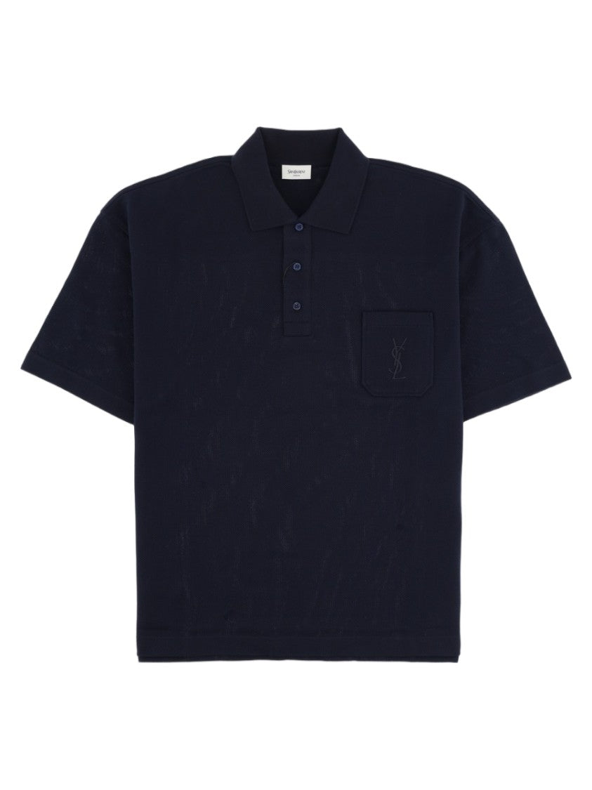 Saint Laurent Cassandre Piqué Cotton Polo Shirt