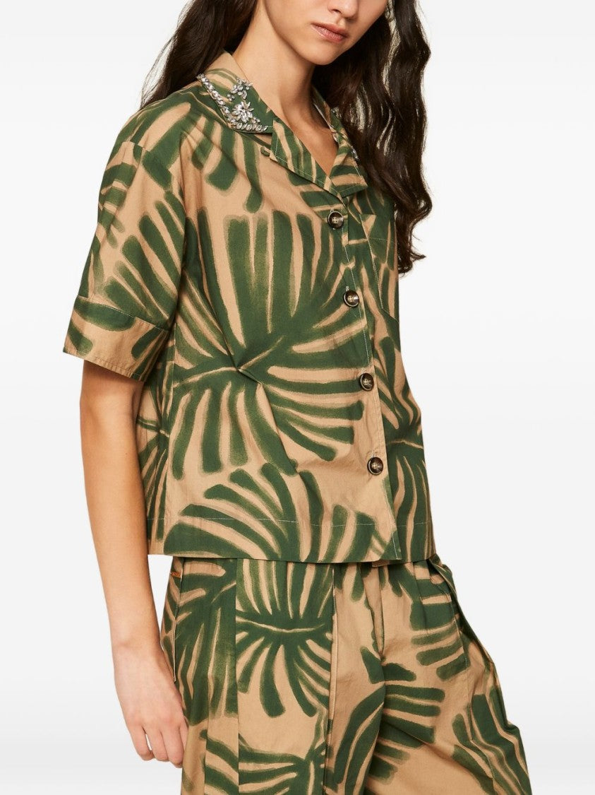 Twinset U&B Beige Green Jungle Print Shirt