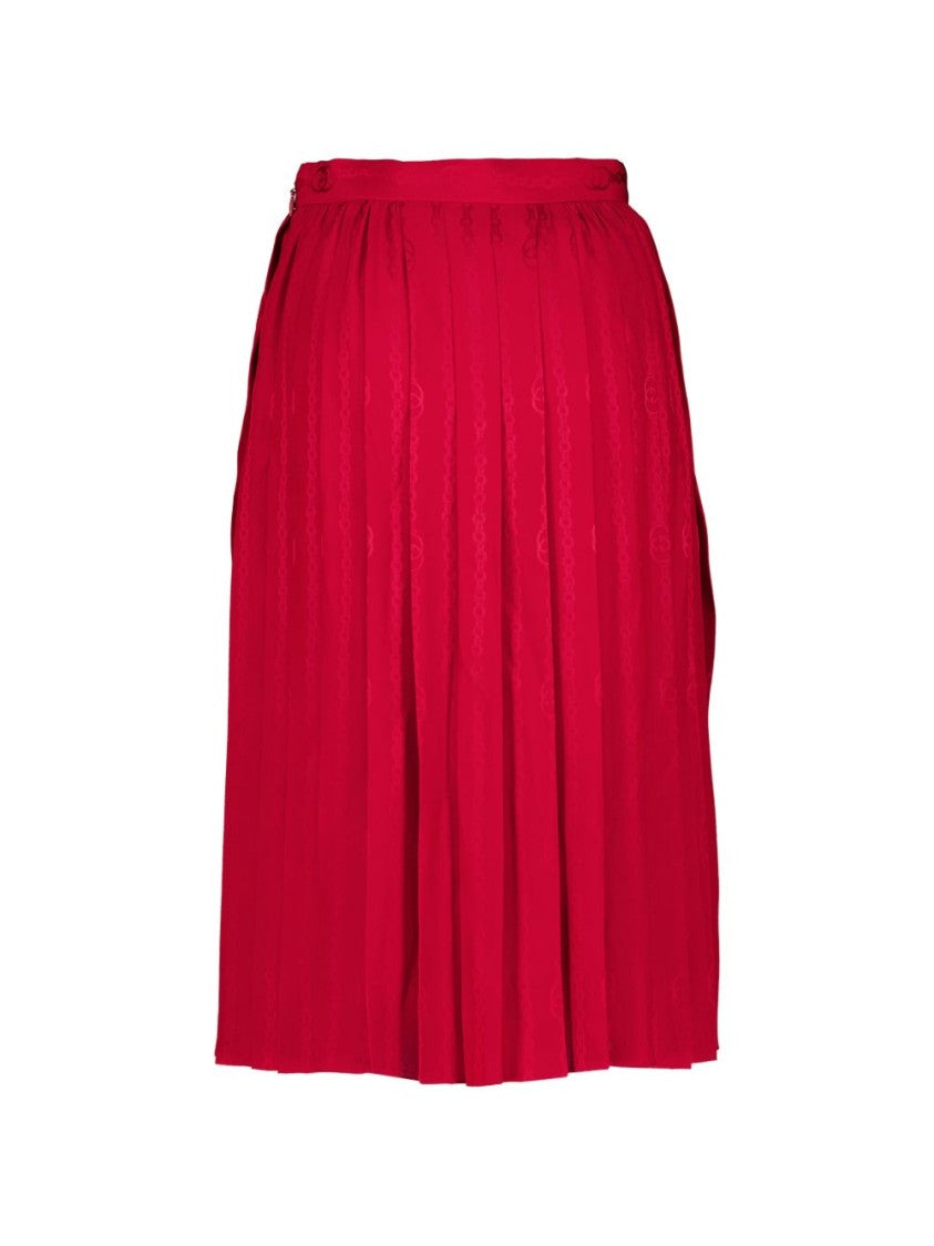 Gucci Textured Tonal Pattern Pleated Silk Skirt