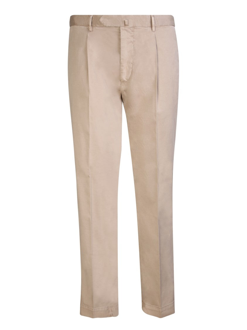 Dell'oglio Dark Beige Satin And Cotton Trousers
