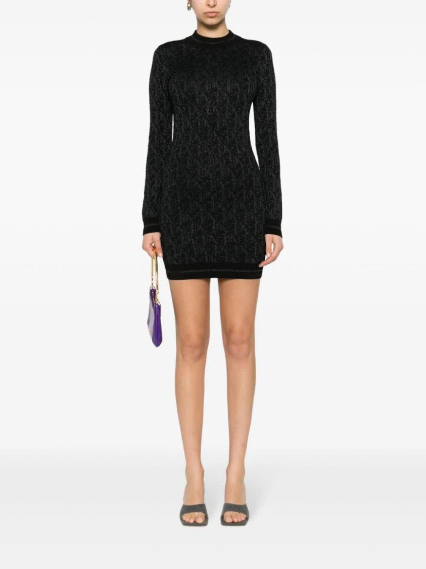 Palm Angels Monogram Jacquard Fitted Viscose Mini Dress