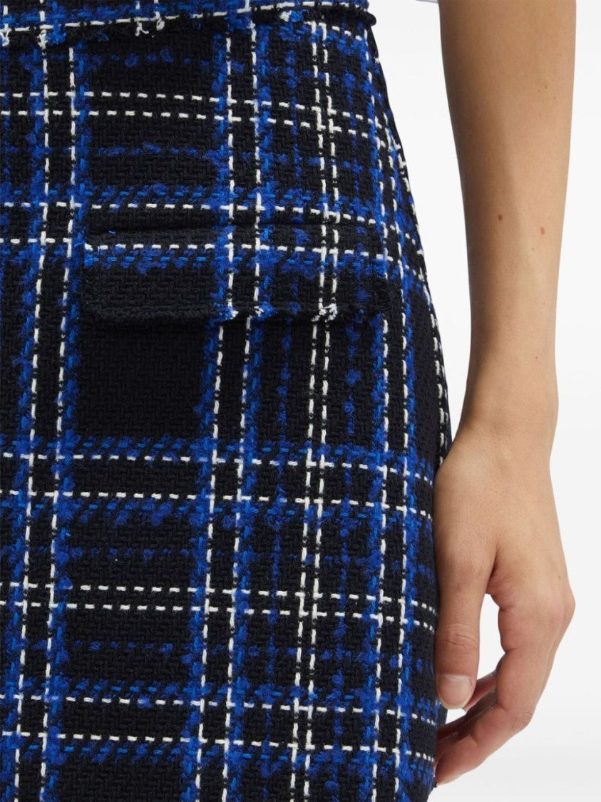 Msgm Black/Blue Tartan Pattern Skirt