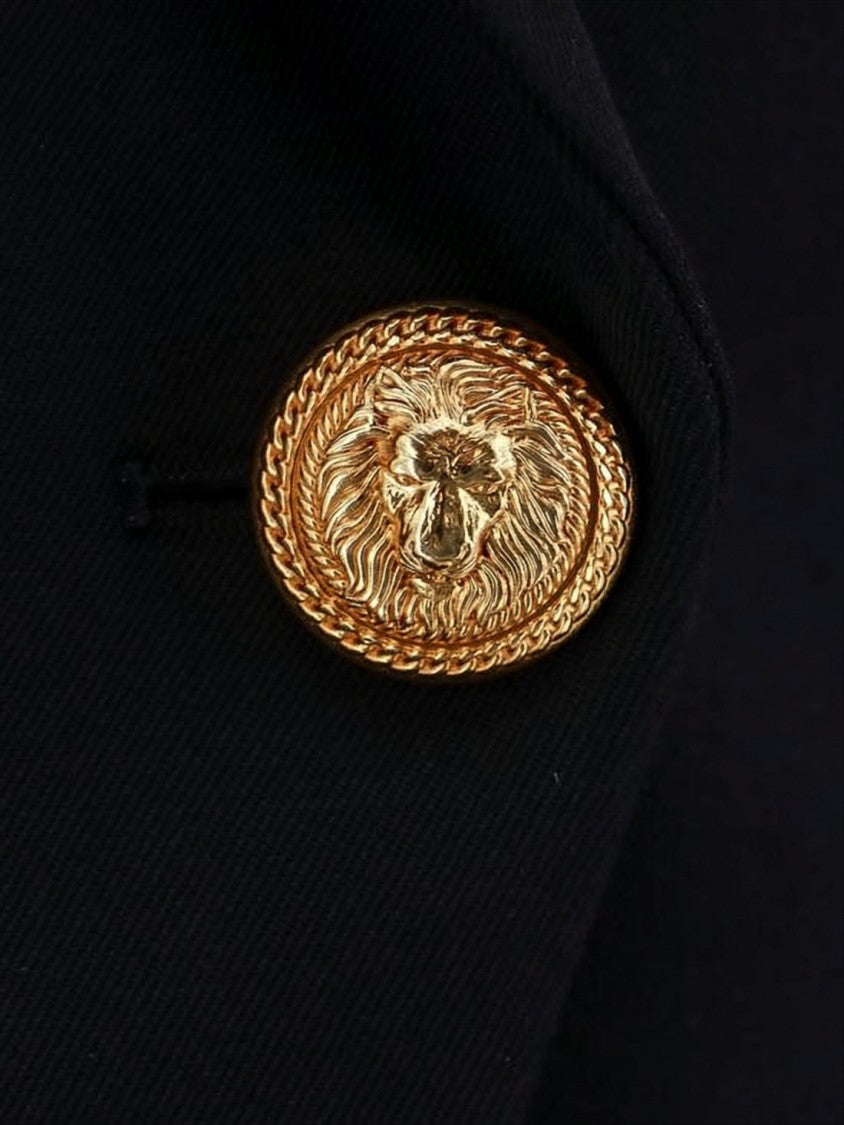 Balmain Double-Breasted Tailored Suit Jacket With Gold Buttons