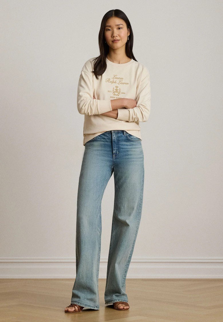 Lauren Ralph Lauren Cropped Emblem Crewneck Sweatshirt