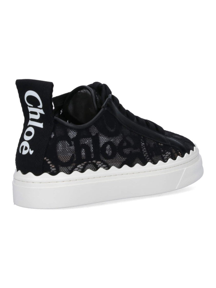 Chloé Black Lauren Embroidered Mesh Sneakers