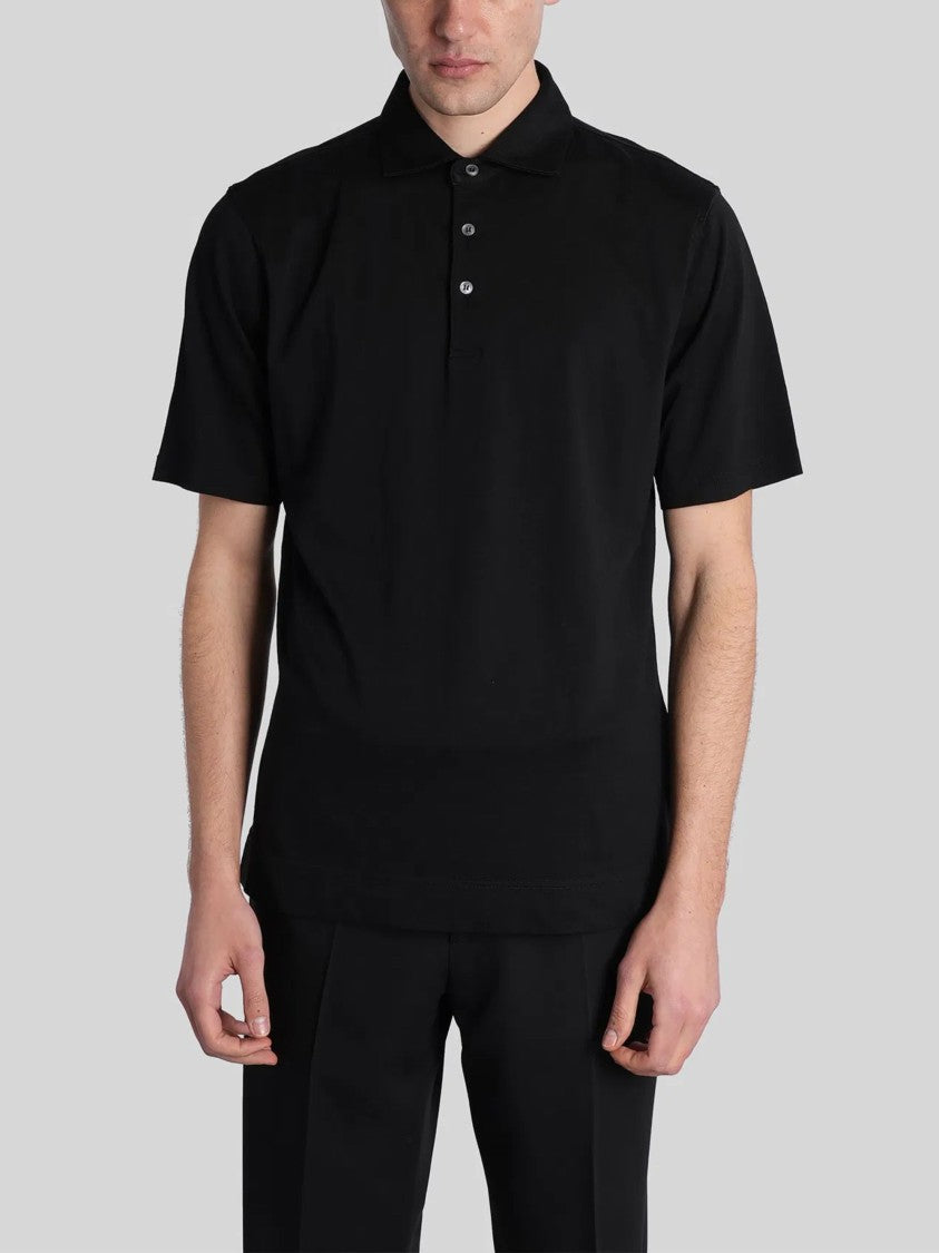 Lardini Black Cotton Minimalist Polo Shirt