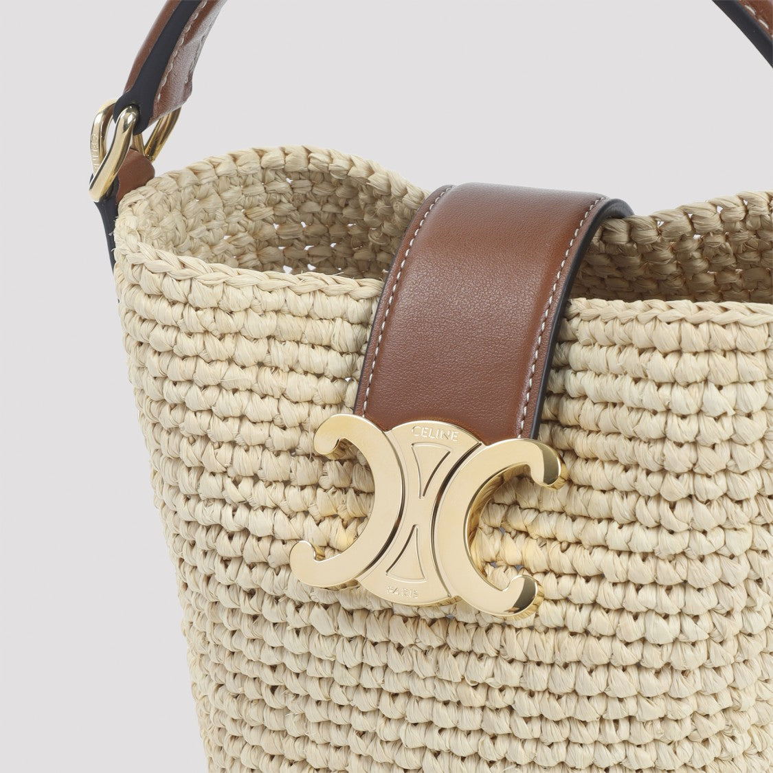 Celine Compact Raffia Bucket Handbag