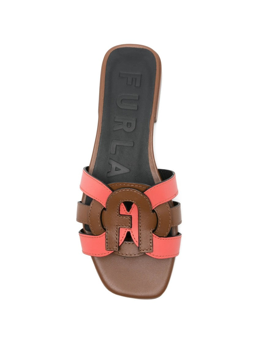 Furla Summer Sandalo Dual-Strap Brown Coral Sandals