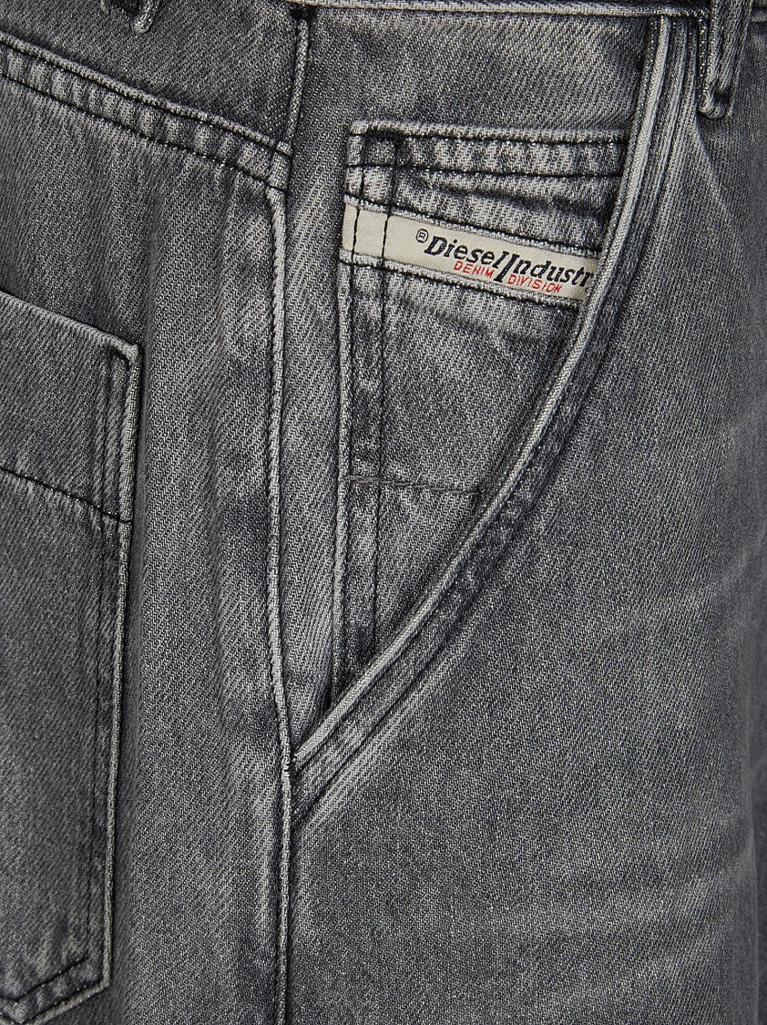 Diesel D-Sire-Cargo-D Grey Cargo Jeans With Low-Rise Waist