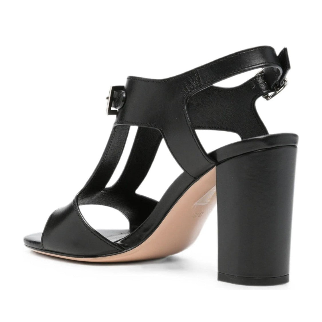 Adrianna Feretti Black High Block Heel T-Strap Sandals