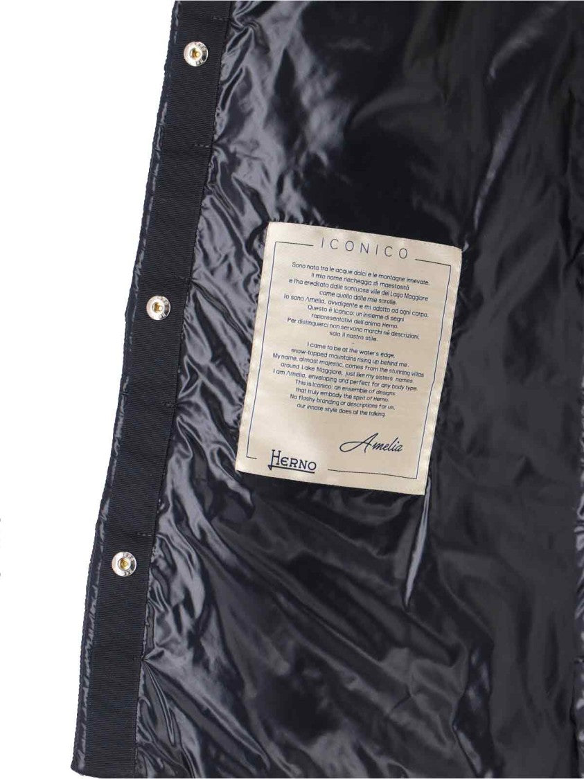 Herno Black Amelia High Neck Button Puffer