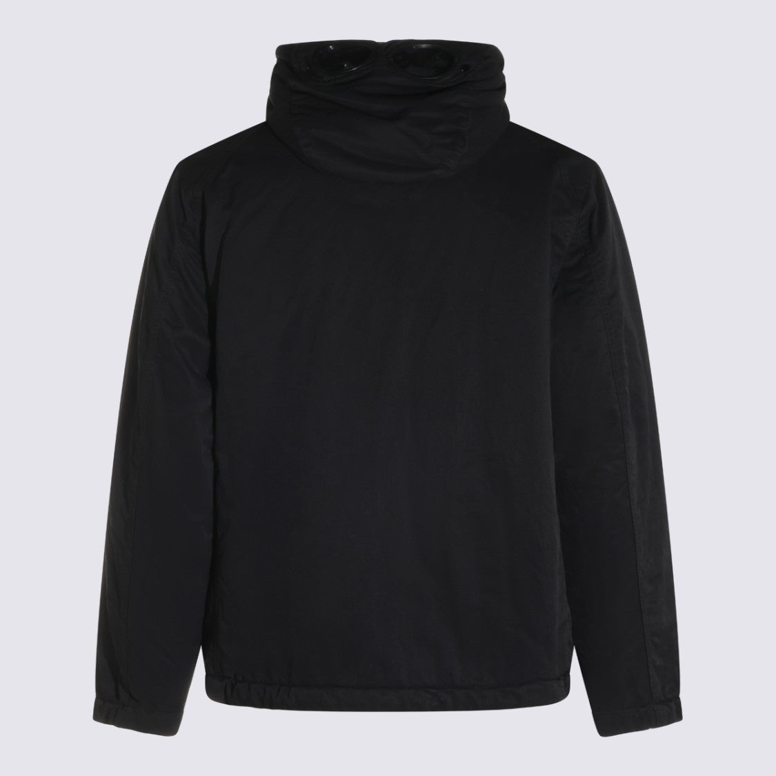 C.P. Company Solid Black High Collar Jacket With Concealed Zip Closure