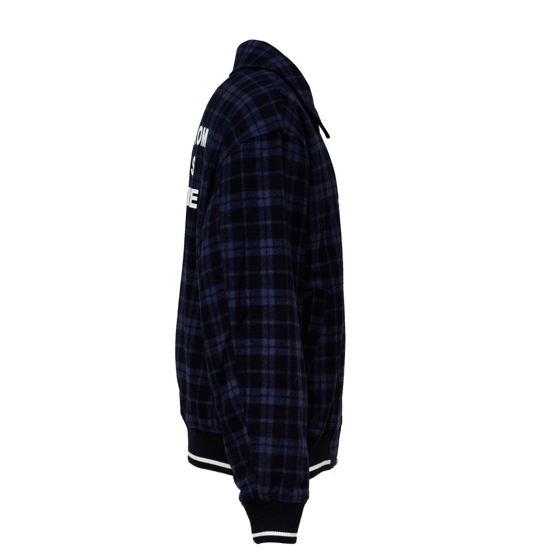Drôle De Monsieur Check Flannel Jacket With Bold Slogan Print