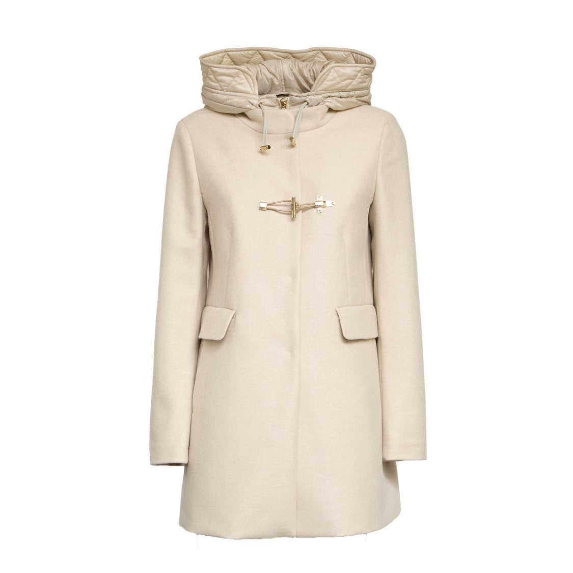 Fay Double-Breasted Toggle Front Coat In Melange Wool Blend