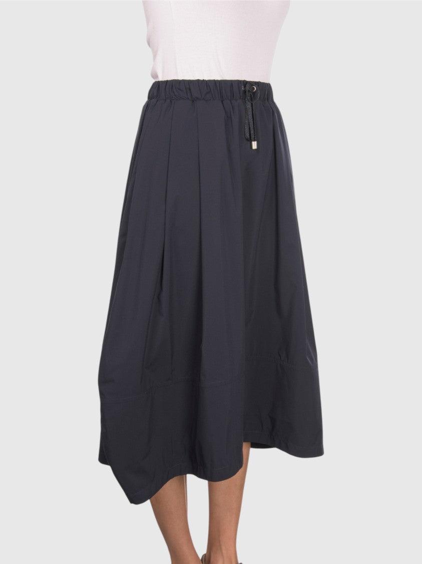 Gran Sasso Balloon Silhouette Black Nylon Skirt With Lurex Drawstring