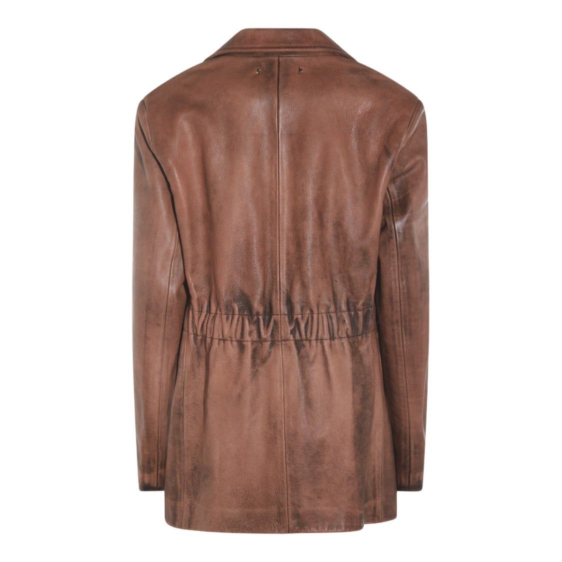 Golden Goose Distressed Brown Leather Jacket With Tailored Silhouette